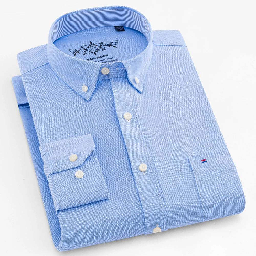 Men's Oxford Cotton Striped Shirt, Long Sleeve Shirt