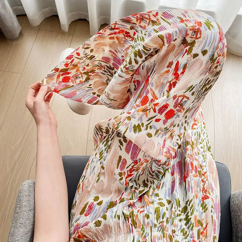 Sommerhose mit dünnem Print und elastischer Taille