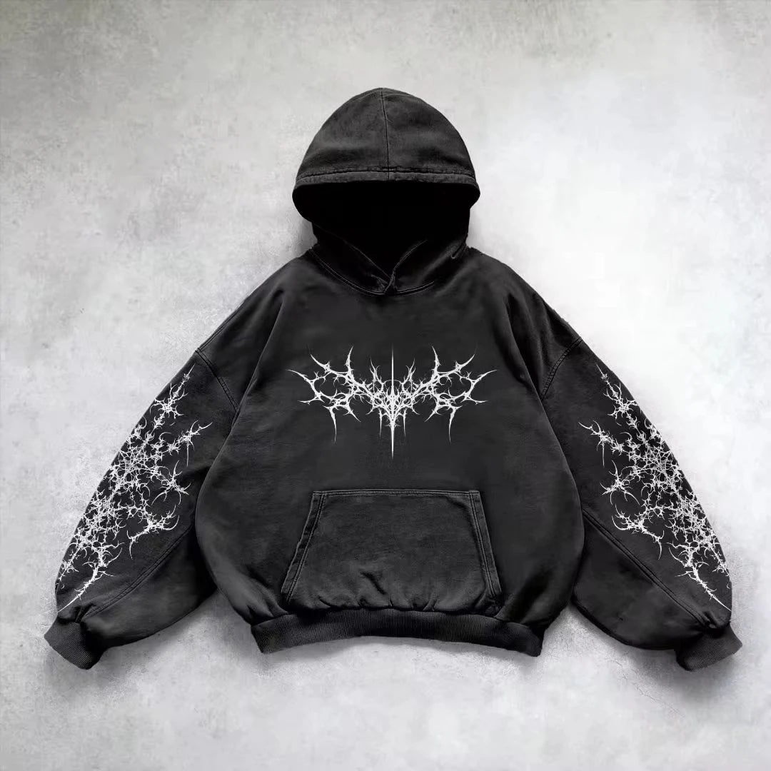 Neuer Hip-Hop-Hoodie mit Retro-Gothic-Grafikdruck