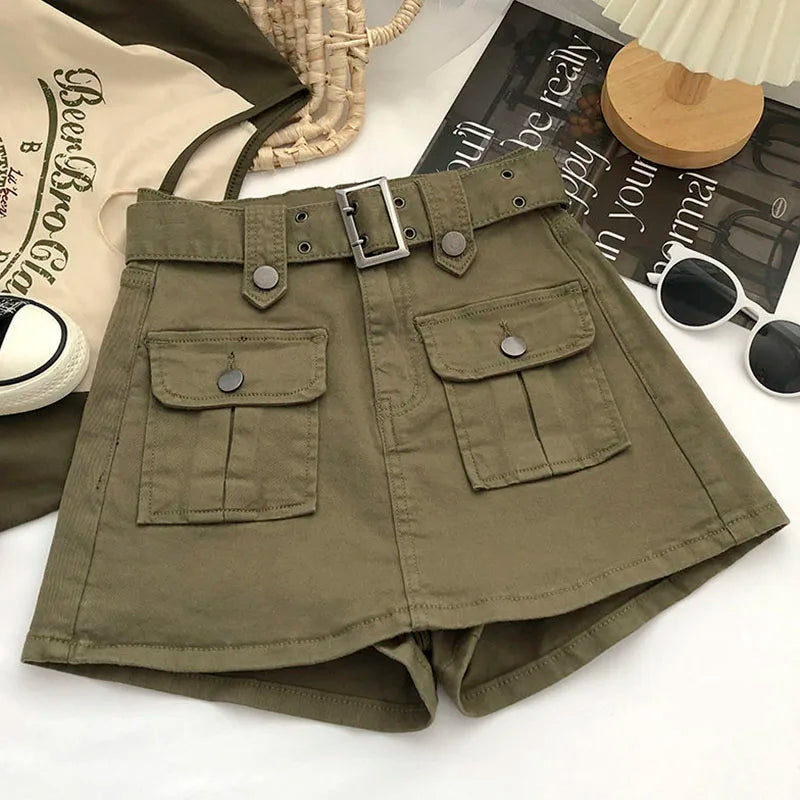 Lucyever High Waist Mini Skirt with Belt Short Culotte Skirt