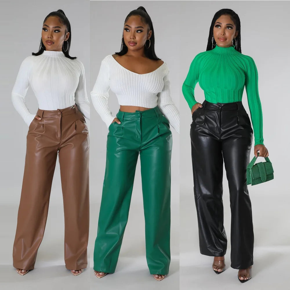 Sexy, gerade geschnittene Hose mit hoher Taille