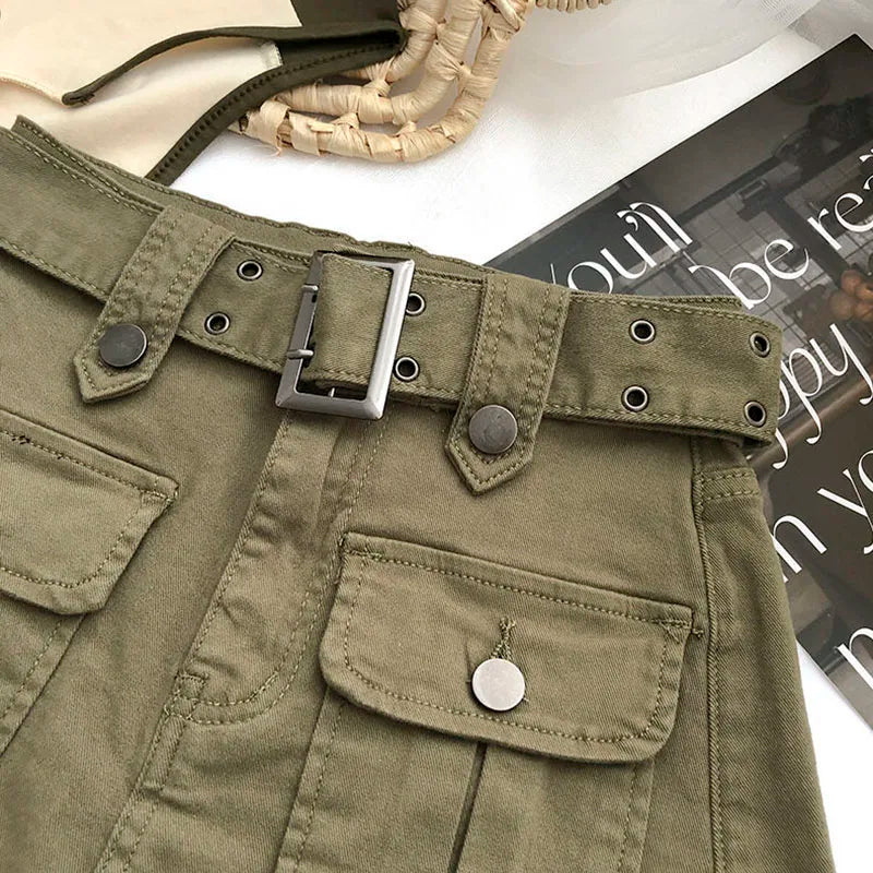 Lucyever High Waist Mini Skirt with Belt Short Culotte Skirt