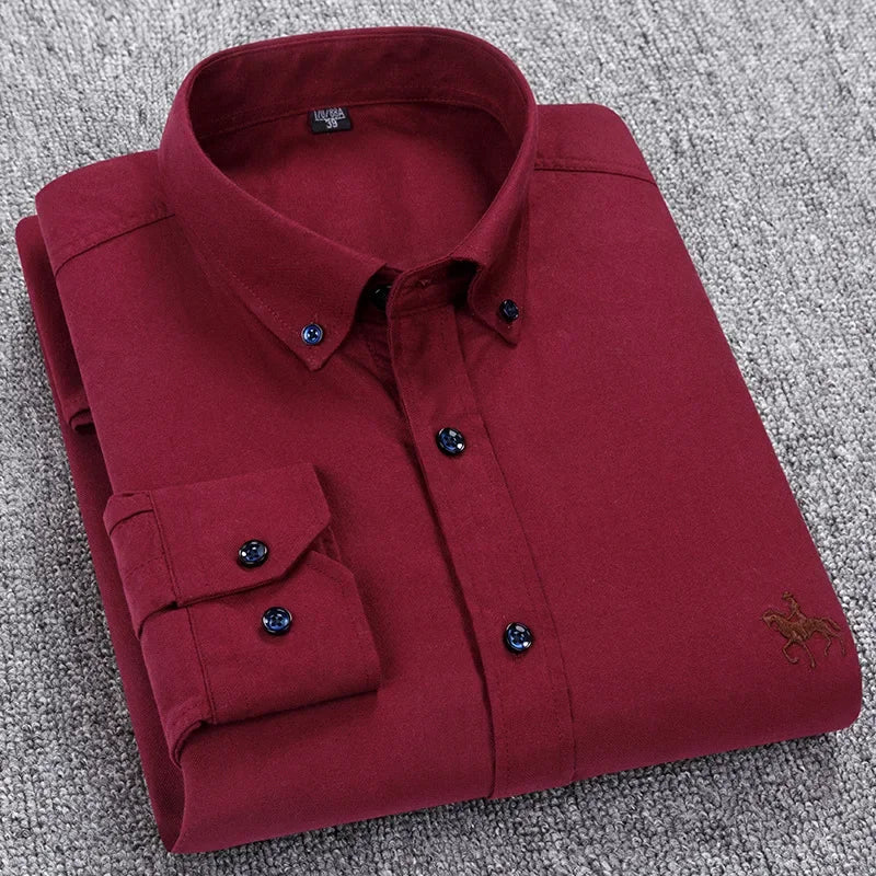 DVEL Men’s Oxford Shirt Long Sleeve Pure Cotton