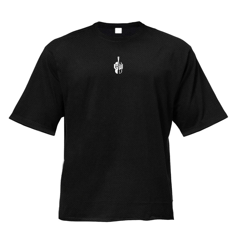 Mesh Oversized T-Shirt Herren Überschnittene Schultern Halbarm