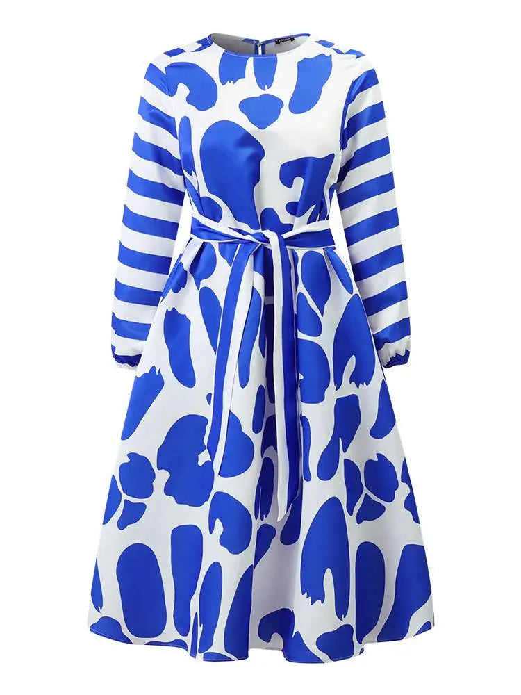 Women Long Sleeve Office Satin Silk Wedding Sundress