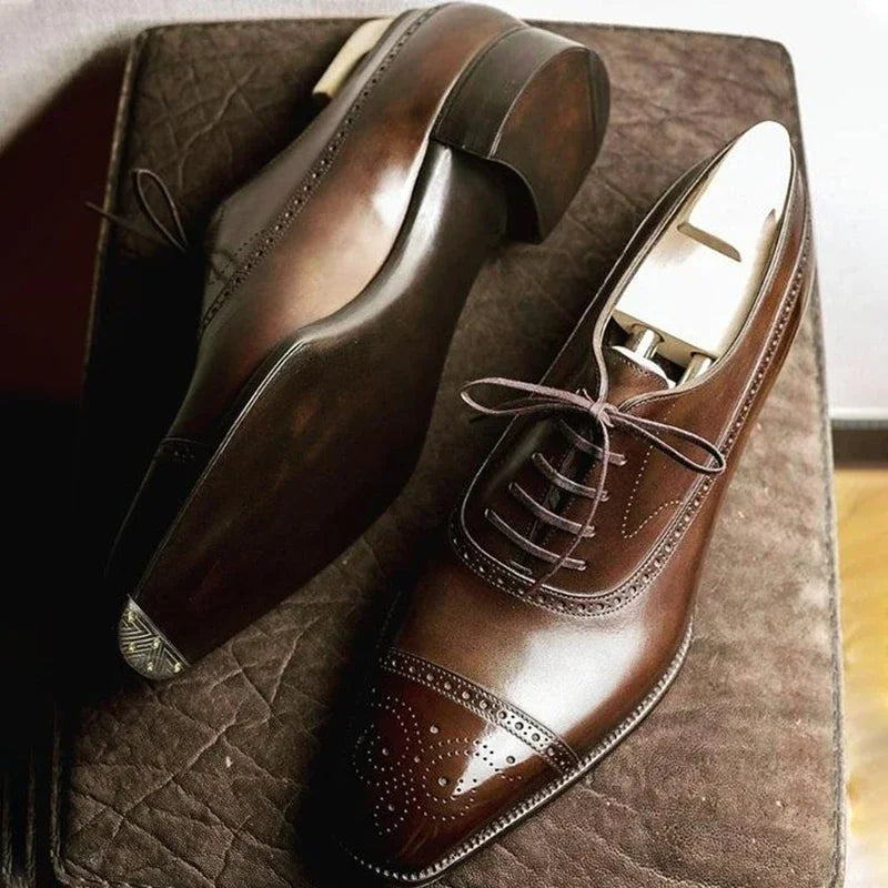 Men Brown Black Business Lace-up Pu Office Brogue Shoes