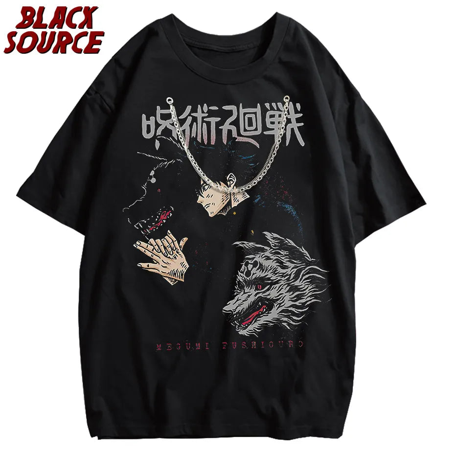 Männer Harajuku Schwarz Gewaschen T-Shirt Hip Hop Streetwear