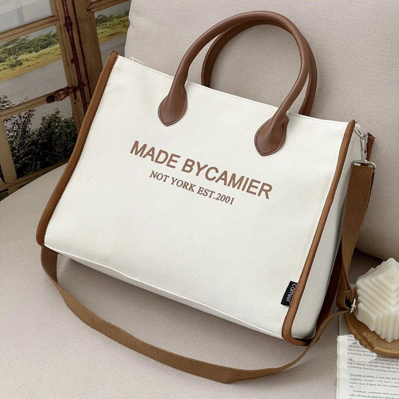 Hylhexyr Large Capacity Thickened Canvas Square Tote Bags With Zipper