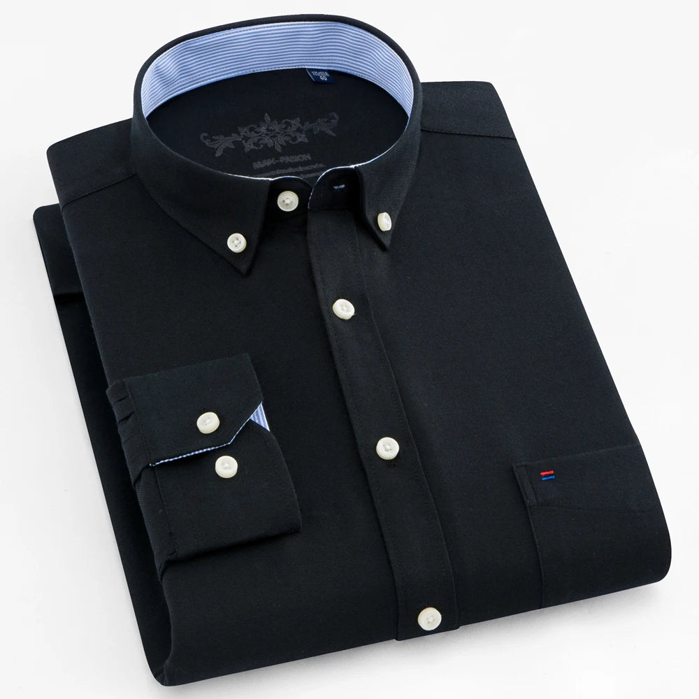 Men's Oxford Cotton Striped Shirt, Long Sleeve Shirt