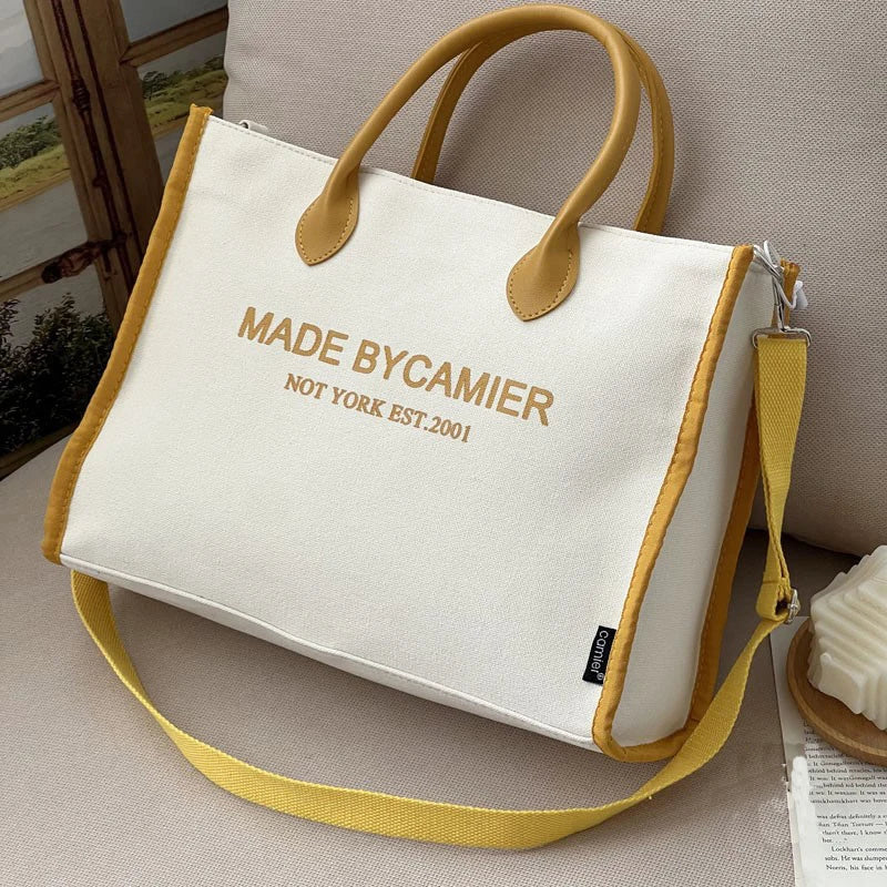 Hylhexyr Large Capacity Thickened Canvas Square Tote Bags With Zipper