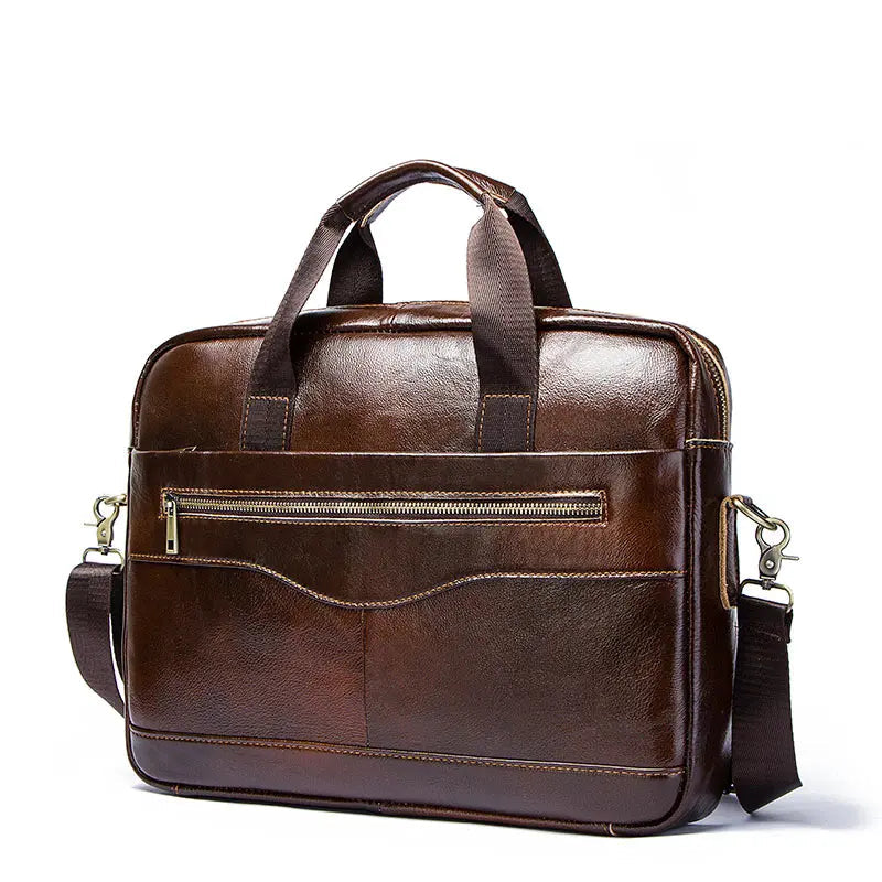 Herren Aktentasche aus echtem Leder, tragbare Bürohandtasche