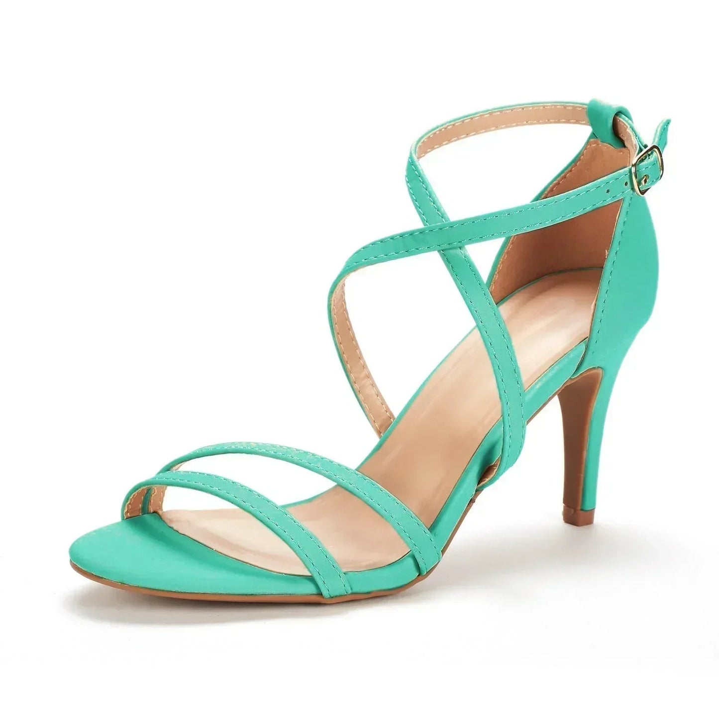 Summer Pumps Open Toe Ankle Straps Stilettos High Heels