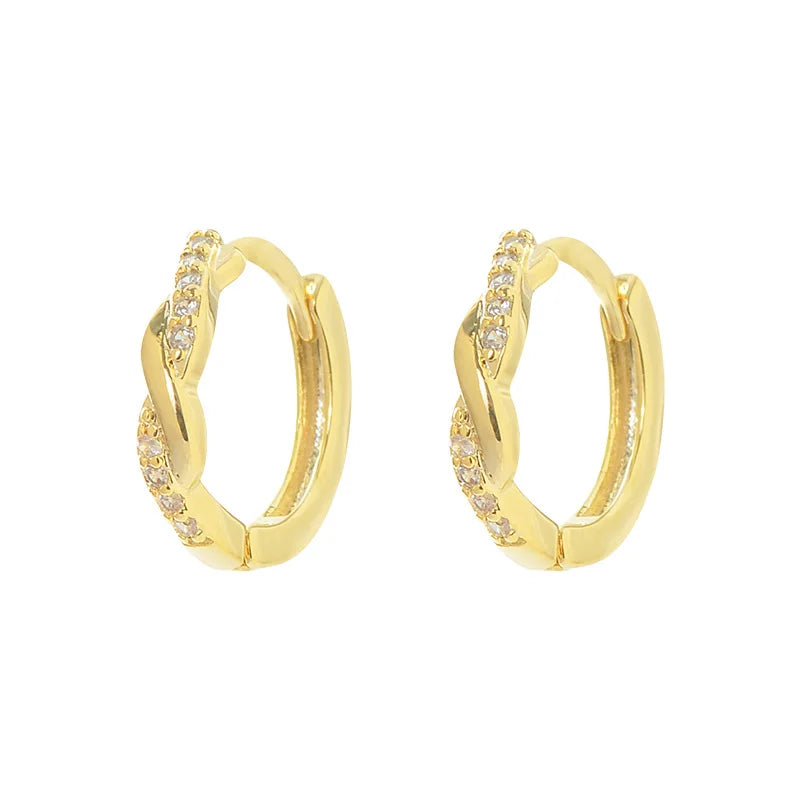 Hot Sale Small Circle Zircon Twist Ear Hoop