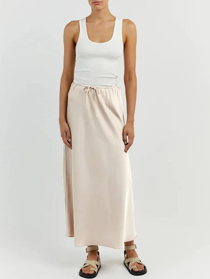 High Waist Skirts for Women Temperament Elegant Black Satin Skirt Classics Versatile Slim Long Skirt