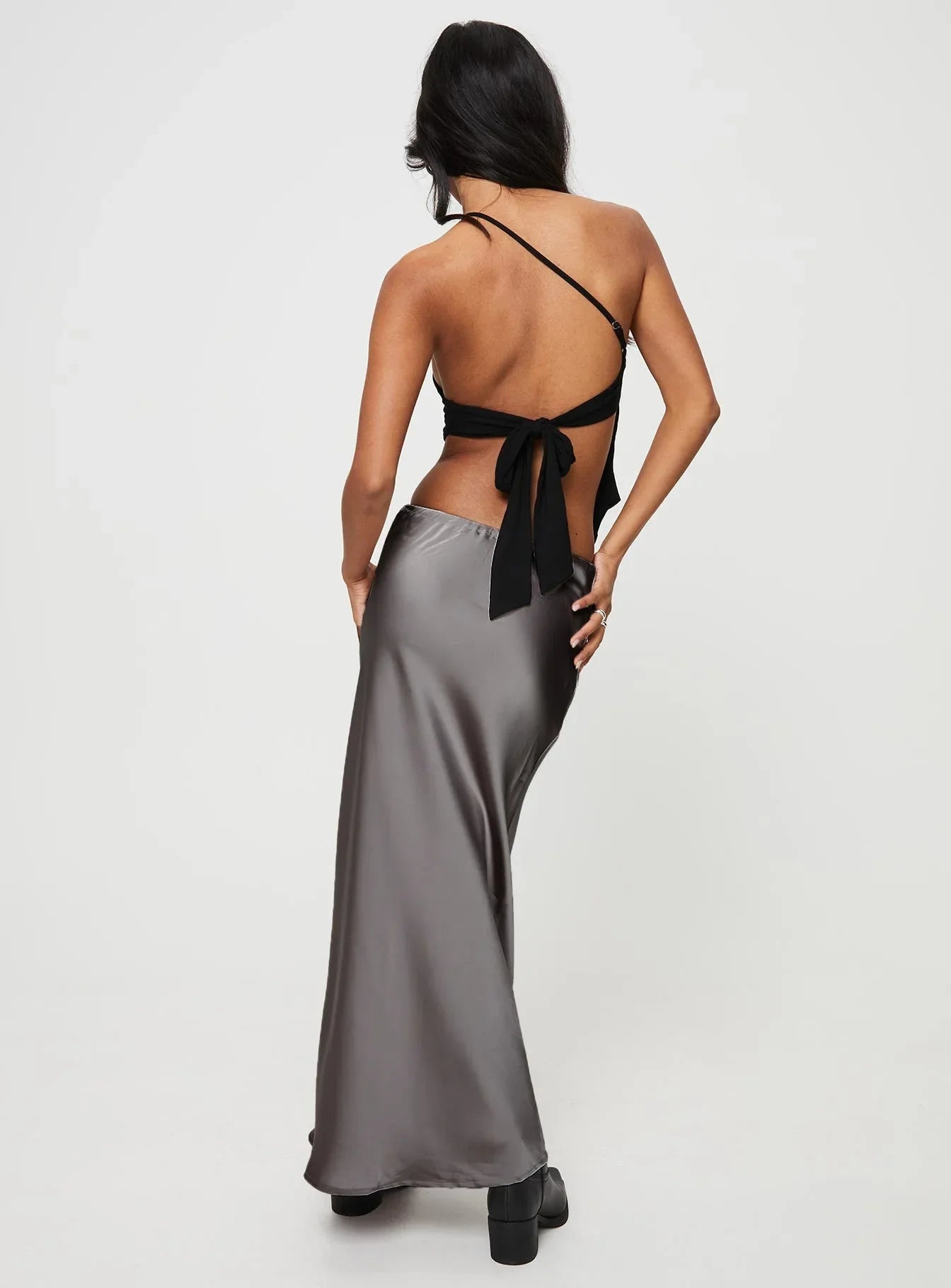 High Waist Skirts for Women Temperament Elegant Black Satin Skirt Classics Versatile Slim Long Skirt