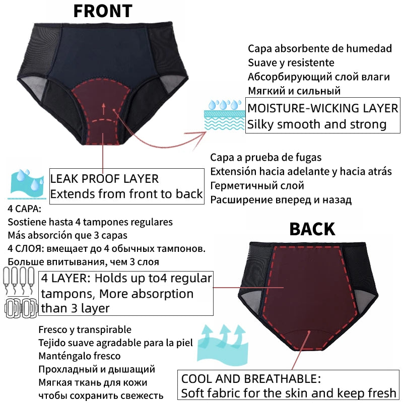 4-LayerLeak Proof Sanitary Heavy Absorbent Menstrual Underwear