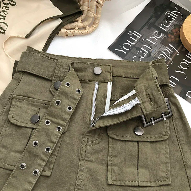 Lucyever High Waist Mini Skirt with Belt Short Culotte Skirt