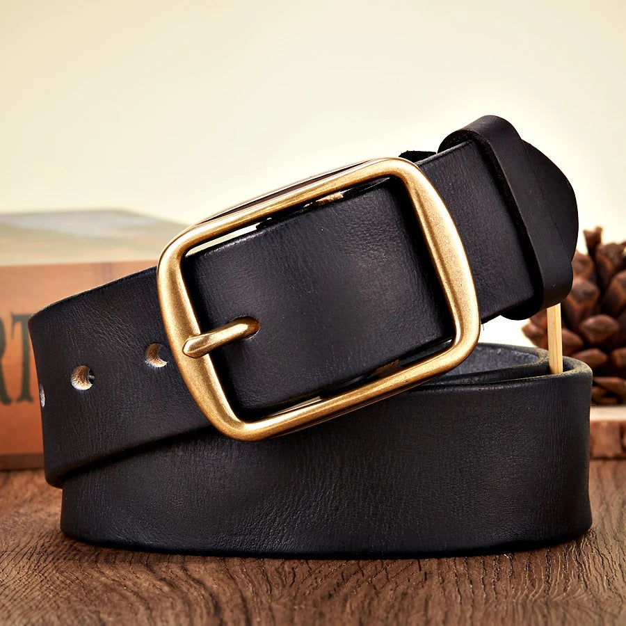 3.8CM Real Genuine Thick Leather Belt