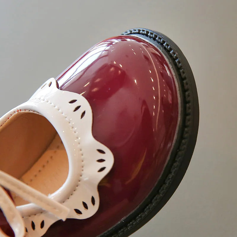 New Elegant Patent Leather Bowknot Children Flat Shoes