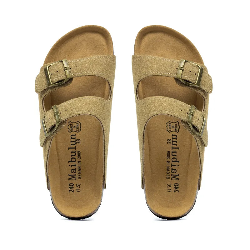 Women Cork Slippers Summer Mule Clogs Flats Sandals