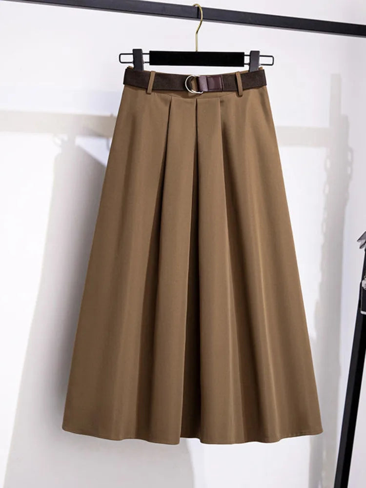 Modischer, eleganter A-Linien-Rock im koreanischen Stil mit hoher Taille