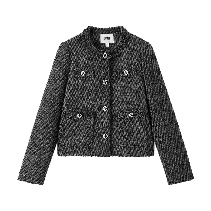 2025 New Petit Charcoal Style Slim Fit Jacket