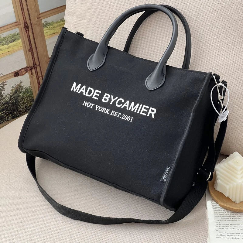 Hylhexyr Large Capacity Thickened Canvas Square Tote Bags With Zipper