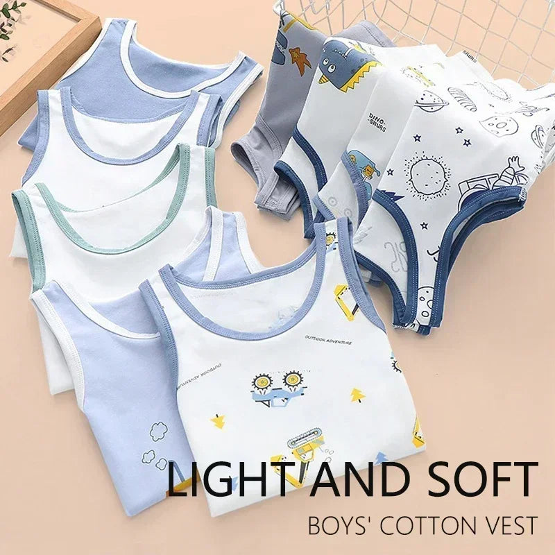 Summer Sleeveless Breathable Cotton Children T-shirt
