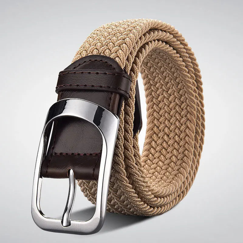 Men's woven waistband elastic canvas belt