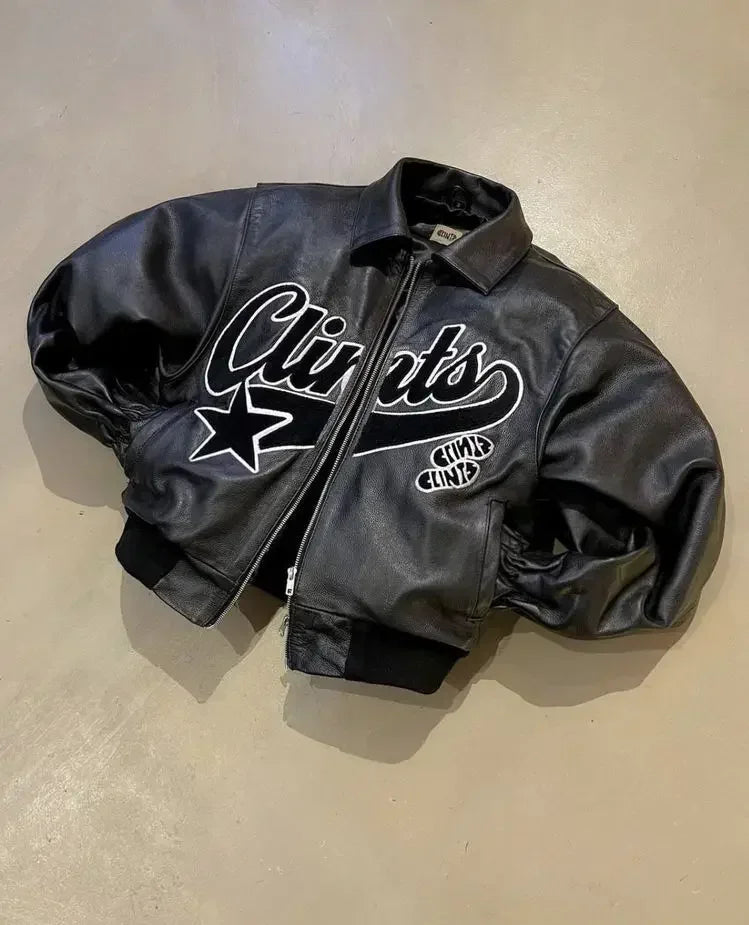 New Retro Y2k Denim Leather Jacket