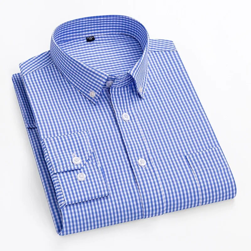 Herren Langarm Kariertes Hemd Herren Button Up Hemd
