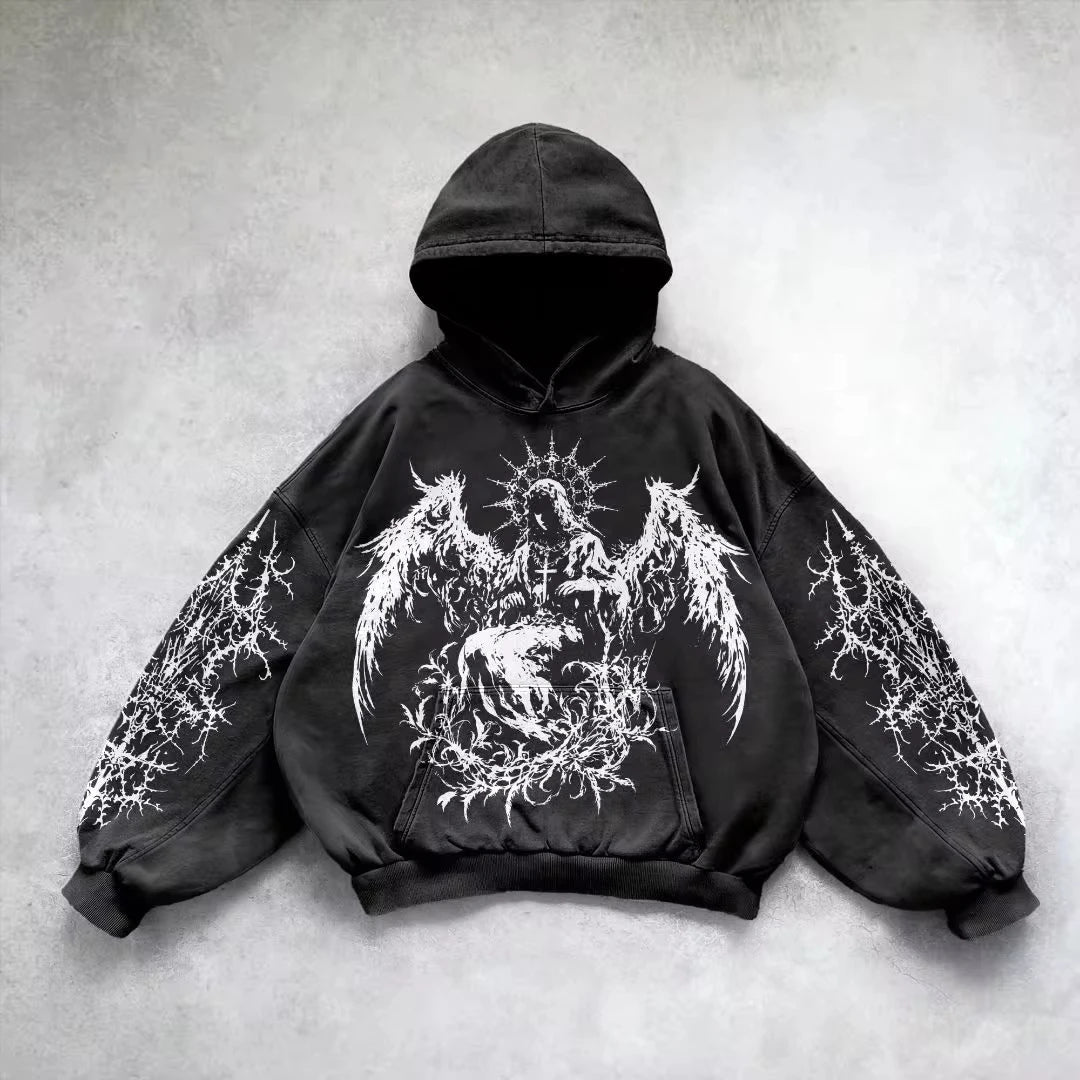 Neuer Hip-Hop-Hoodie mit Retro-Gothic-Grafikdruck