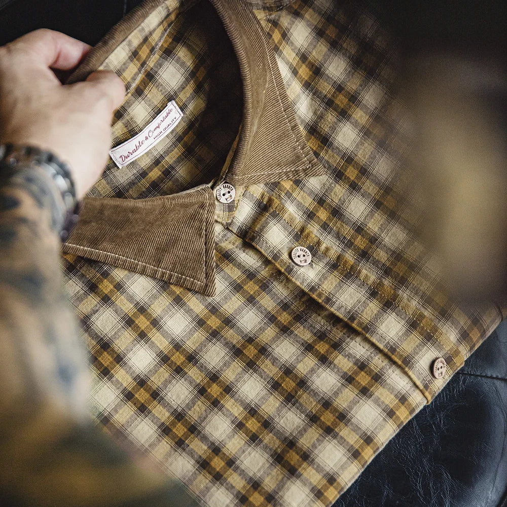 Neue Vintage Karierte Langarmhemden