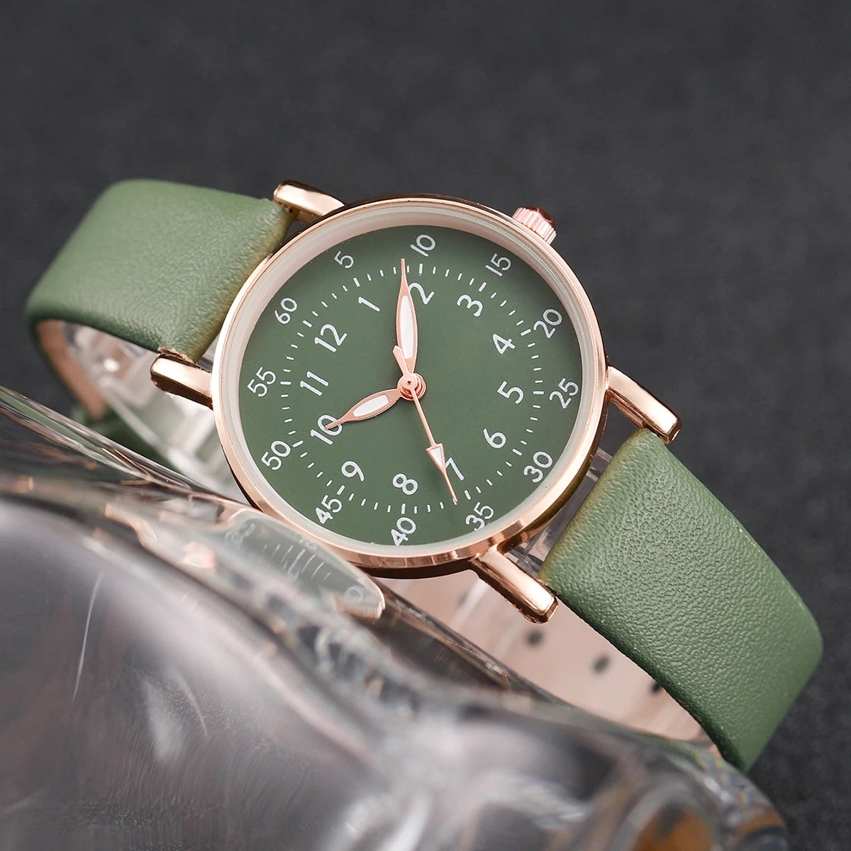 Women's Fashion Arabic Dial Leather Band Quartz Watches