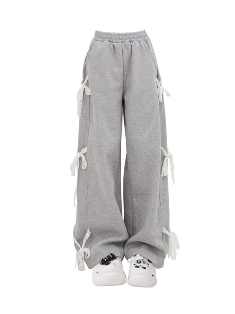 Graue Hose mit Schnürung aus Spitze für Damen