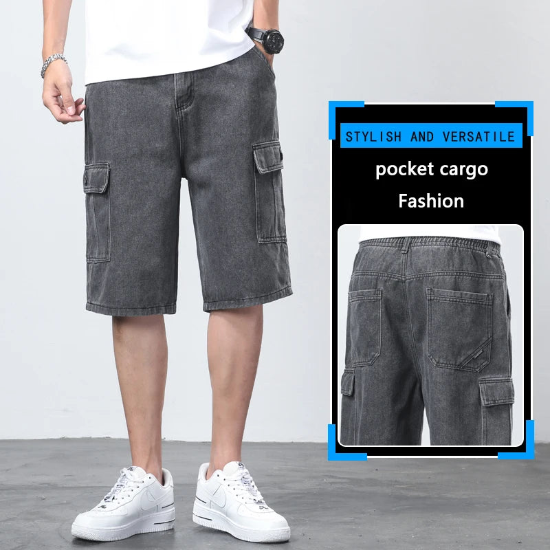 Denim Shorts für Herren Cargohose Baggy Bermuda Jeans Männliche Strandhose