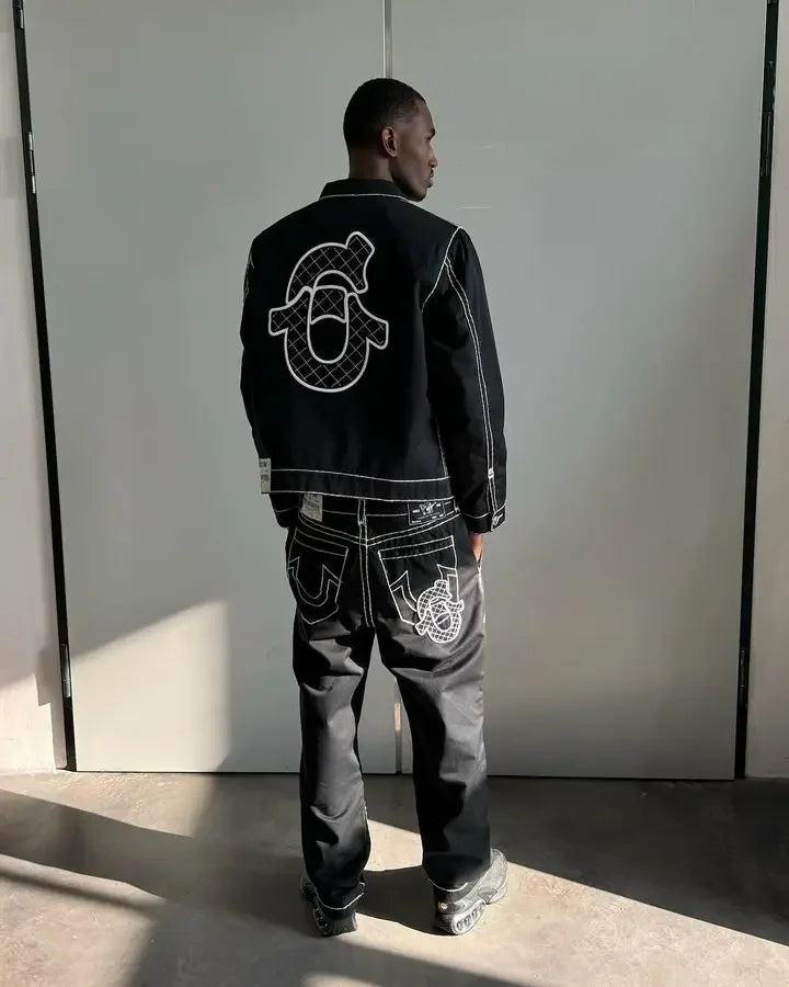 New Retro Y2k Denim Leather Jacket