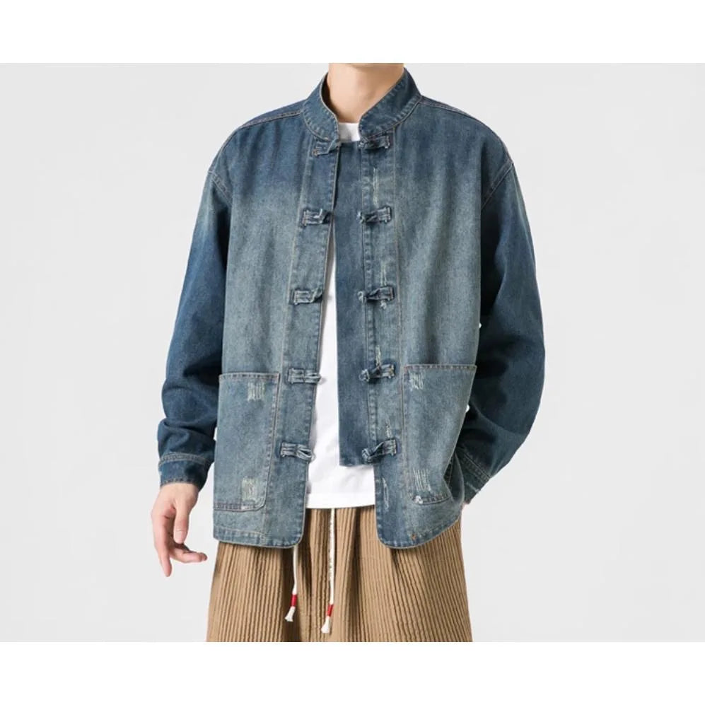 Neue gewaschene Jeansjacke im Retro-Chinesischen Stil