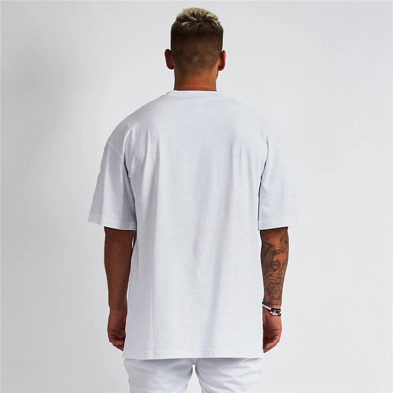 Mesh Oversized T-Shirt Herren Überschnittene Schultern Halbarm