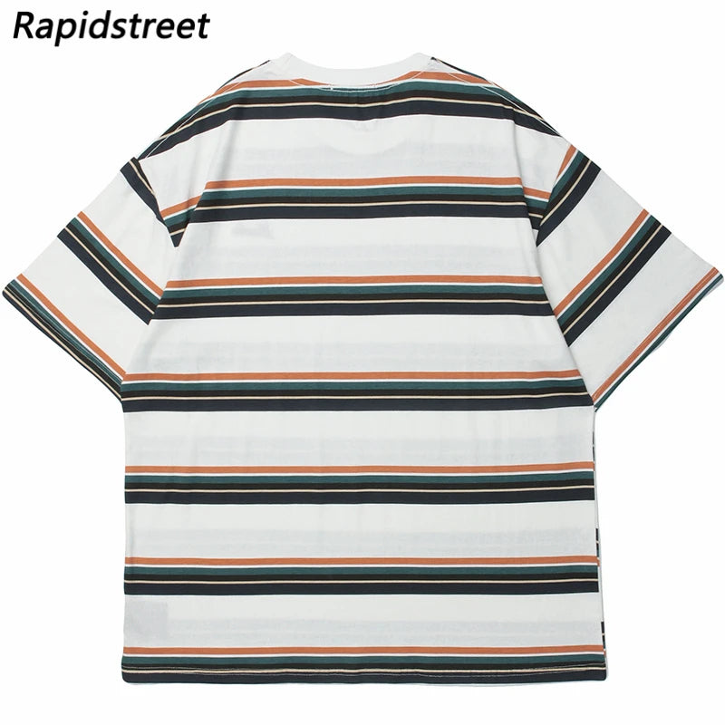 T-Shirt Streetwear Casual Gestreifte Männer Kurzarm Tops
