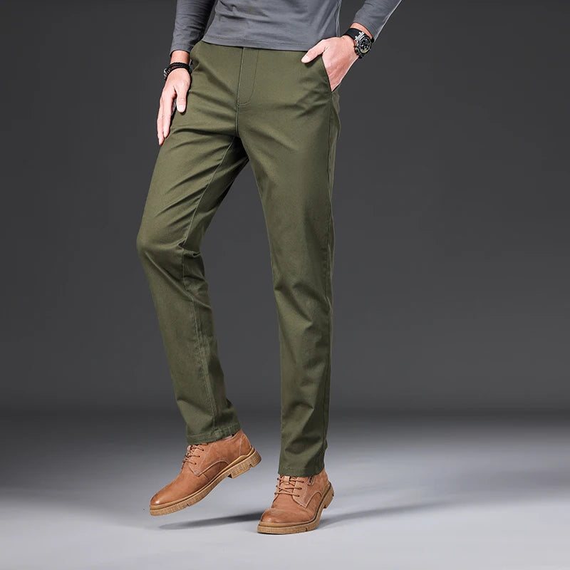 Men's Casual Coffee Stretch Straight Classic Lightweight Business Casual Pants
