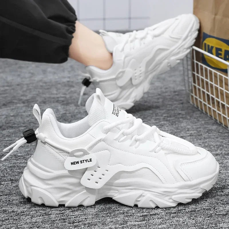 Herren PU Leder Plateau Freizeit Sneakers