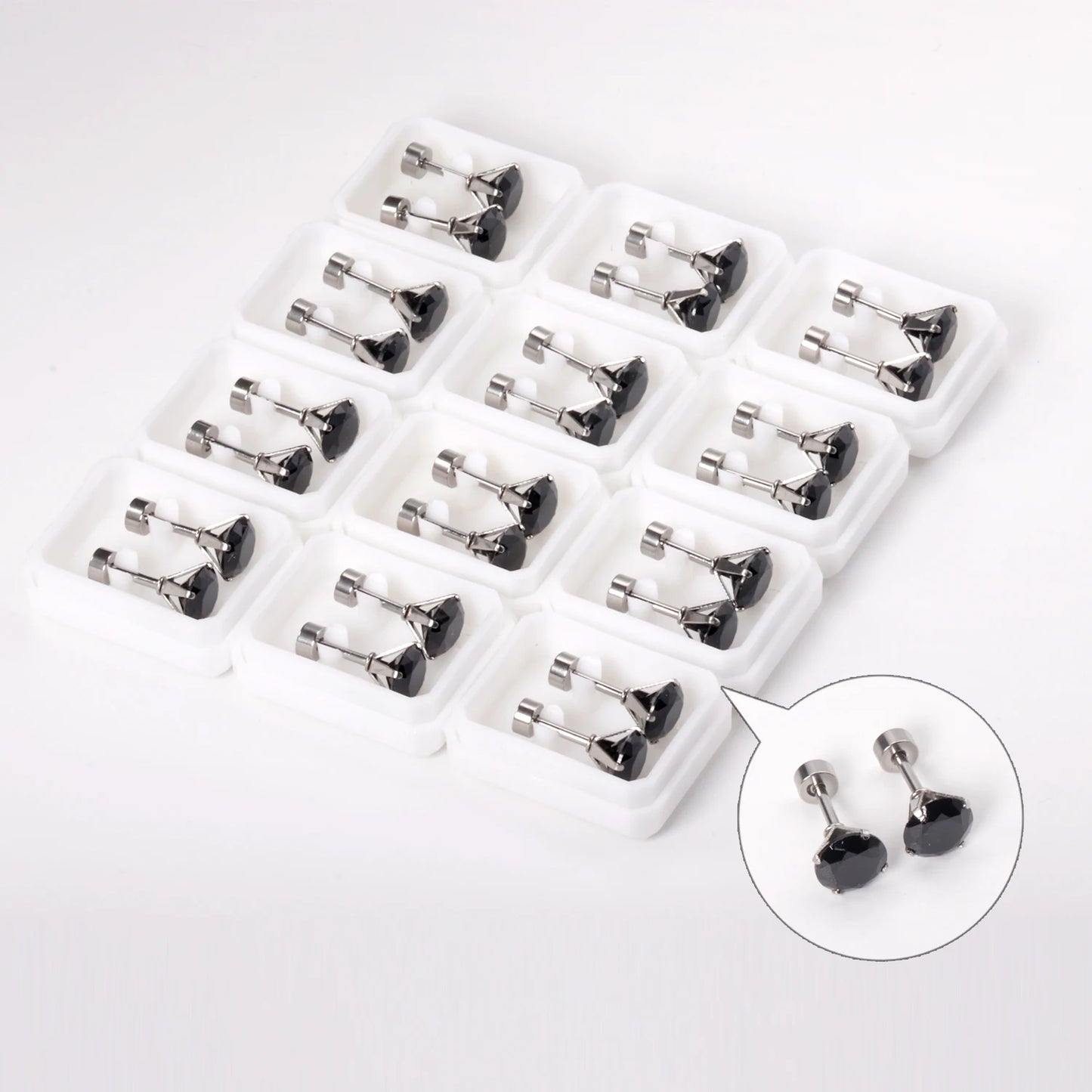 12Pair Cubic Zirconia Stud Earrings