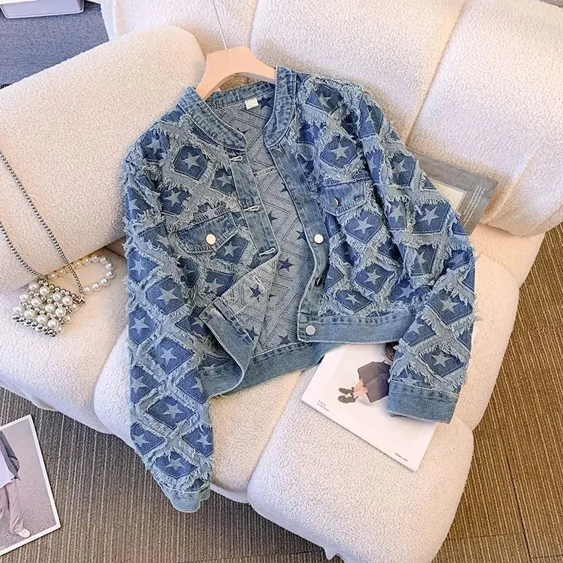 Autumn All Match Design Vintage Women Denim Jacket
