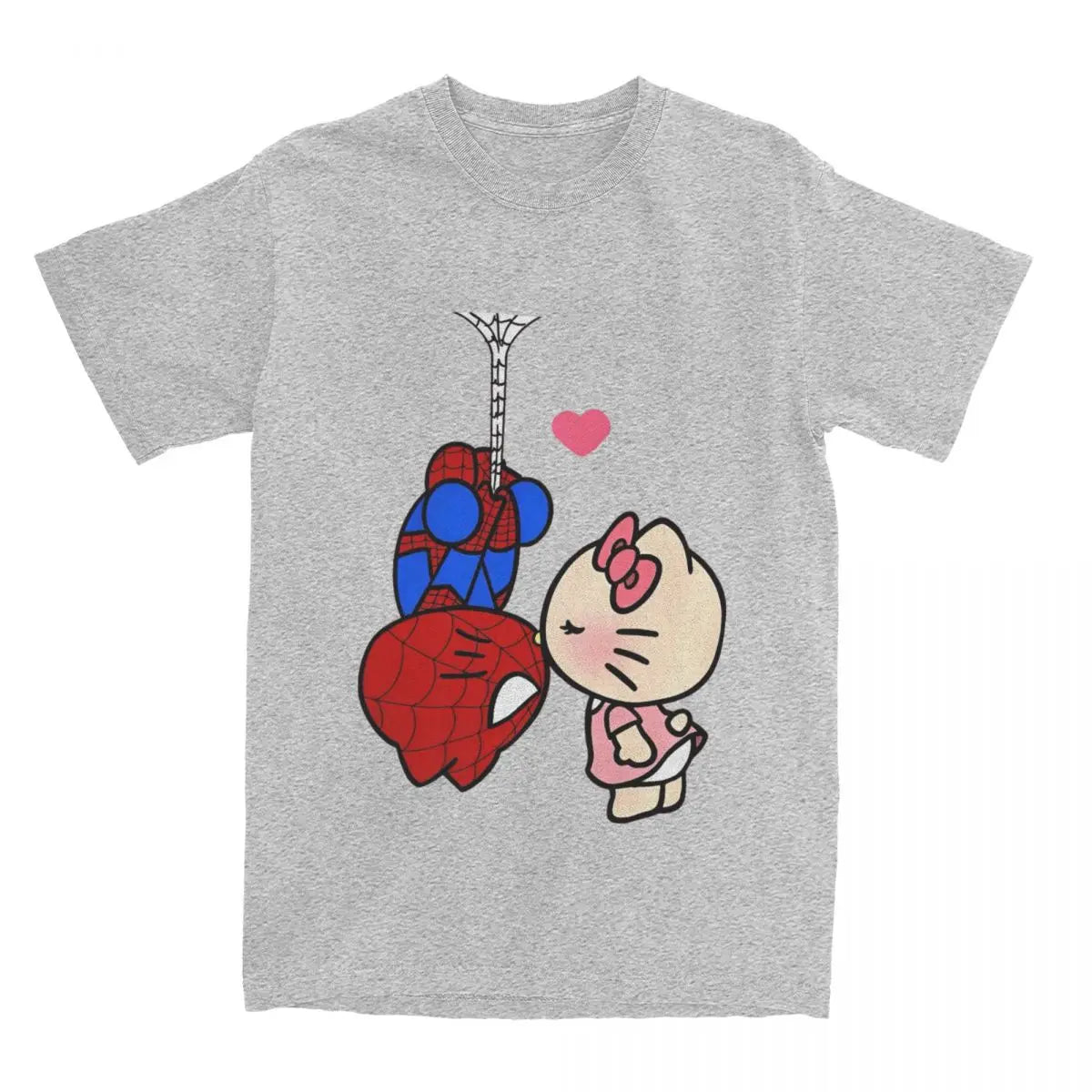 Sanrio Hello Kitty Cartoon Spiderman T Shirt Couple Pure Cotton T Shirts Summer