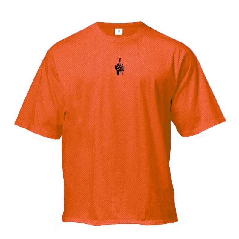 Mesh Oversized T-Shirt Herren Überschnittene Schultern Halbarm