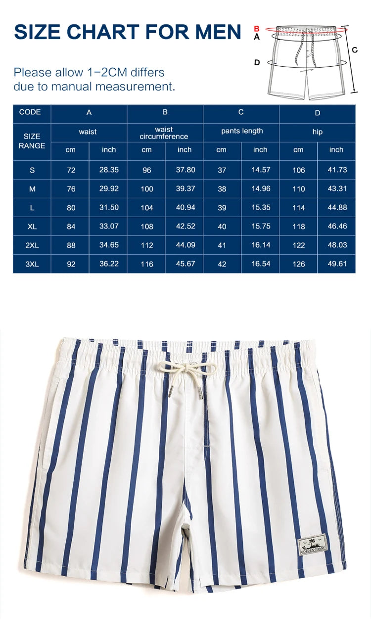 New Style Men Stripe Quick Drying Baggy Summer Shorts