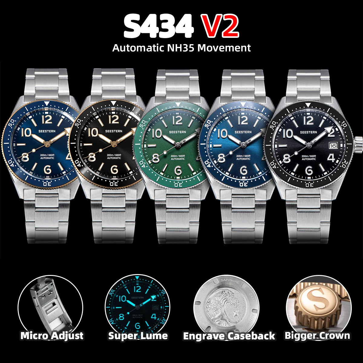 Automatic Movement Luminous Mechanical Wristwatches