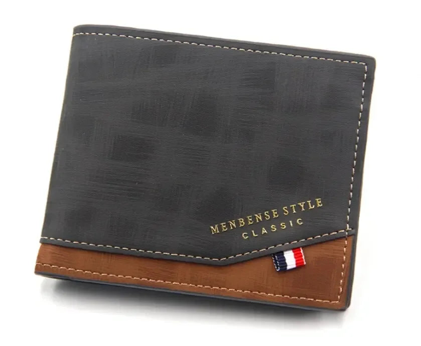 Men's Short Frosted Large Capacity Leather Wallet