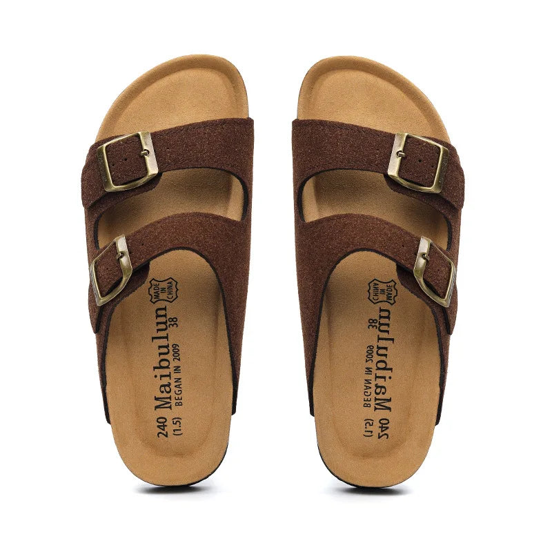 Women Cork Slippers Summer Mule Clogs Flats Sandals